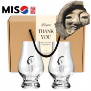 한국전통 K컬쳐 얼굴무늬수막새 신라의미소 위스키잔 노징글라스 양주 니트잔 170ml 2P 선물세트
