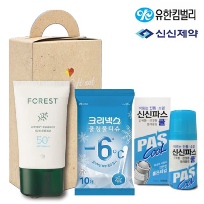 브생건95호(유한킴벌리 에센스선크림+신신제약 롤온쿨연고물파스+크리넥스쿨링물티슈)