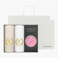 [송월타올] 타올시계선물세트(카이저 160g 코마40수 2p + 욕실시계 1p)+쇼핑백
