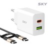 스카이 필 Q2D 45W PPS PD 듀얼 포트 A, C타입 초고속 충전 어댑터 + 60W C to C 1.2M 케이블