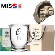 한국전통 K컬쳐 얼굴무늬수막새 신라의미소 글라스 머그컵 440ml 오설록 기프팅