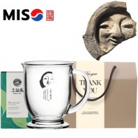 한국전통 K컬쳐 얼굴무늬수막새 신라의미소 글라스 머그컵 440ml 오설록 기프팅