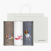 [송월타올] 150g  고운자수 3p 선물세트(쇼핑백)