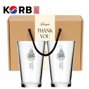 한국전통 K컬쳐 조선 백자청화 샤이닝 글라스컵 480ml 2P 선물세트