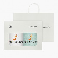 [송월타올] 옥행운자수 2p 선물세트(쇼핑백)