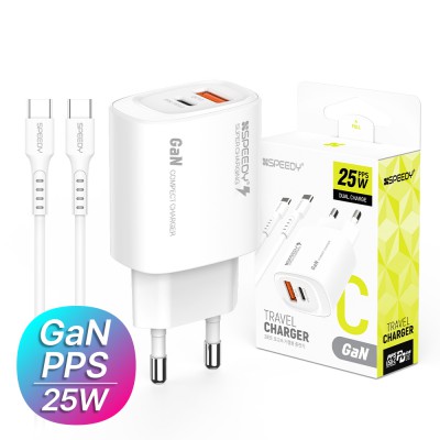 뉴에이커 25W PD3.0+QC3.0 2포트 PPS 초고속 분리형 충전기 CtoC 케이블 포함
