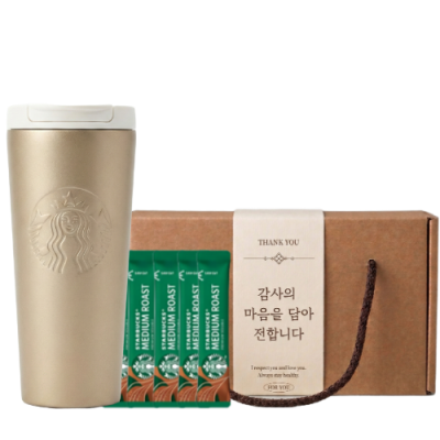 스타벅스 SS 뉴트럴 밸류 텀블러 473ml + 스타벅스 스틱커피 + 기프트박스