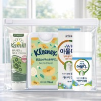 카밀핸드크림+크리넥스 안심소독스프레이+아물디 모기약 3종세트(브생건 지퍼백)