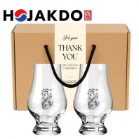 한국전통 K컬쳐 까치와호랑이 호작도 위스키잔 노징글라스 양주 니트잔 170ml 2P 선물세트