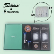 타이틀리스트 Pro-V1 3피스 6구+원사이즈 골프장갑+골프티+가죽볼마커세트