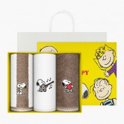 [송월타올] 170g 스누피 멜로우 3매세트(스트라이프1+아이보리무지+심플무지1)+쇼핑백