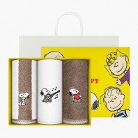 [송월타올] 170g 스누피 멜로우 3매세트(스트라이프1+아이보리무지+심플무지1)+쇼핑백