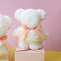 미니 핑크리본 와플 베어 수건 K2527