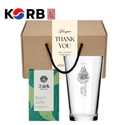 한국전통 K컬쳐 조선 백자청화 샤이닝 글라스컵 480ml 오설록 기프팅
