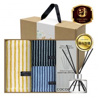 [송월] 스트라이프44 2장+스트라이프34 핸드타올 2장+코코도르 200ml 1개(4조세트)
