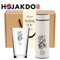 한국전통 K컬쳐 샤이닝 글라스컵 호작도 데일리 텀블러 500ml 선물세트