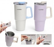 [라온까사 리뷰 커플텀블러]개별케이스/2가지색상/빨대포함/900ml/인쇄가능
