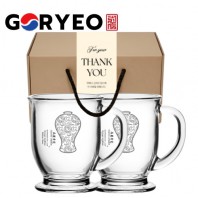 한국전통 K컬쳐 고려청자 클래식 글라스 머그컵 440ml 2P 선물세트