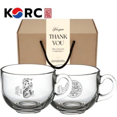한국전통 K컬쳐 요거트볼 시리얼볼 그릭 디저트 머그컵 470ml 2P 선물세트
