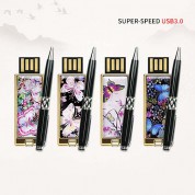 빛나 꽃나비 시리즈 자개 2종세트 (USB메모리+자개볼펜 3.0 16GB~128GB) 4종 이미지
