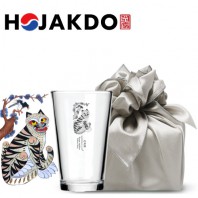 한국전통 K컬쳐 까치와호랑이 호작도 샤이닝 글라스컵 480ml 기프팅 (보자기 포장)