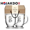 한국전통 K컬쳐 까치와호랑이 호작도 클래식 글라스 머그컵 440ml 2P 선물세트