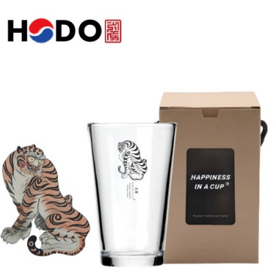 한국전통 K컬쳐 호랑이 맹호도 샤이닝 글라스컵 480ml 1P 선물세트