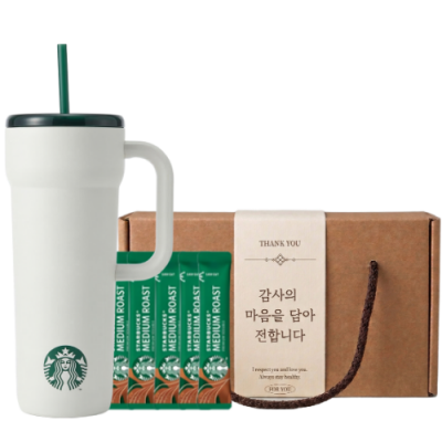 스타벅스 SS 시그니처 단테 텀블러 710ml + 스타벅스 스틱커피 + 기프트박스