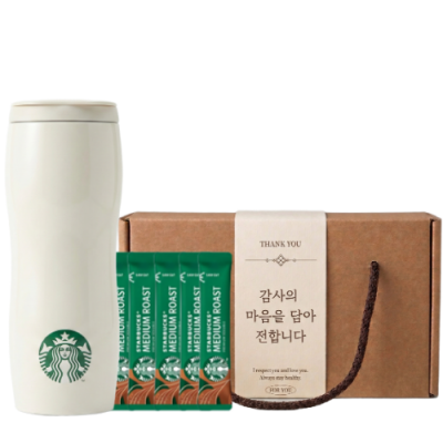 스타벅스 SS 콩코드 화이트 사이렌 텀블러 591ml  + 스타벅스 스틱커피 + 기프트박스