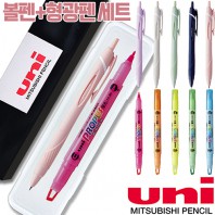 uni제트스트림150소프트(0.38,0.5,0.7)+프로퍼스윈도우형광펜세트