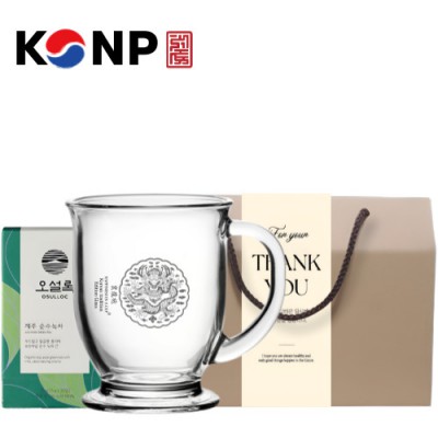 한국전통 K컬쳐 곤룡포 글라스 머그컵 440ml 오설록 기프팅