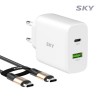 스카이 필 Q2A 45W PPS PD 듀얼 포트 A, C타입 초고속 충전 어댑터 + 60W C to C 1.2M 케이블