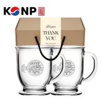 한국전통 K컬쳐 곤룡포 클래식 글라스 머그컵 440ml 2P 선물세트