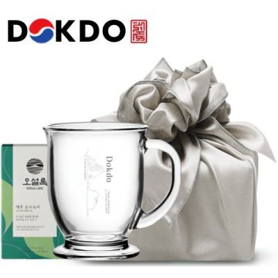 한국전통 K컬쳐 독도 40240 글라스 머그컵 440ml 오설록 기프팅 (보자기 포장)