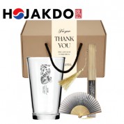 한국전통 K컬쳐 호작도 샤이닝 글라스컵 480ml 실크부채 선물세트