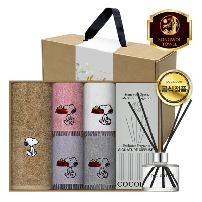 [송월] 스누피 리버40 1장+스누피 블럭블럭 4장+코코도르200ml 1개 (6조세트)