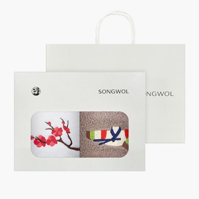 [송월타올] 150g  고운자수 2p 선물세트(쇼핑백)