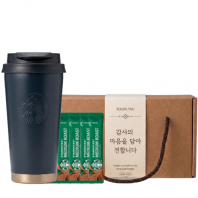 스타벅스 SS 블랙 매트 엘마 텀블러 473ml + 스타벅스 스틱커피 + 기프트박스