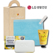 스위트홈세트2호 (LG온더바디비누+국산주방타올+LG포켓몬핸드크림)3종(손잡이케이스)