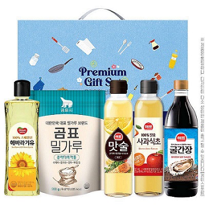 동원해바라기유 밀가루 맛술 사과식초 굴간장 5종 선물세트